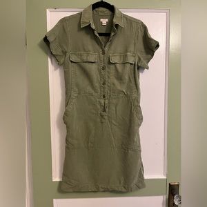 J crew utility army green shirt dress 00